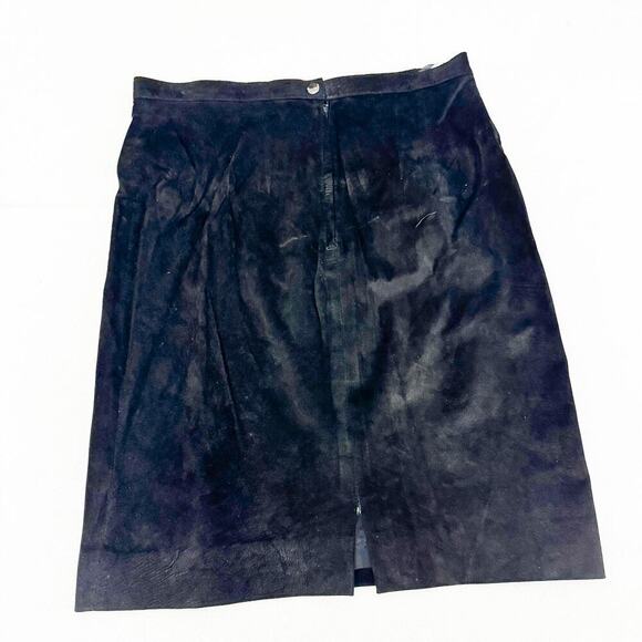 Pia Rucci Black Suede Leather Straight Pencil Skirt Back Slit Size 12 - Picture 3 of 4